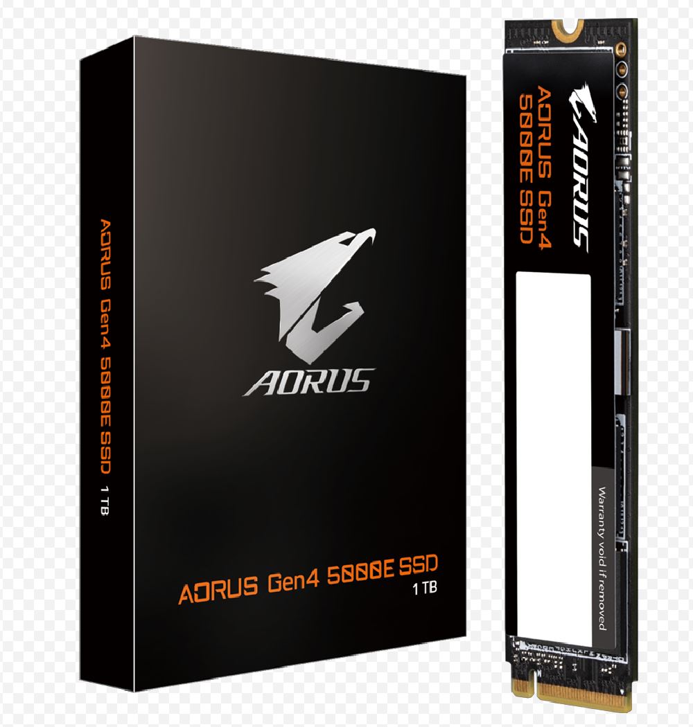 Gigabyte AORUS Gen4 5000E SSD 1024GB PCI-Express 4.0x4, NVMe 1.4, Sequential Read ~5000 MB/s, Sequential Write ~4600 MB/s Gigabyte AORUS Gen4 5000E SSD 1024GB PCI-Express 4.0x4, NVMe 1.4, Sequential Read ~5000 MB/s, Sequential Write ~4600 MB/s